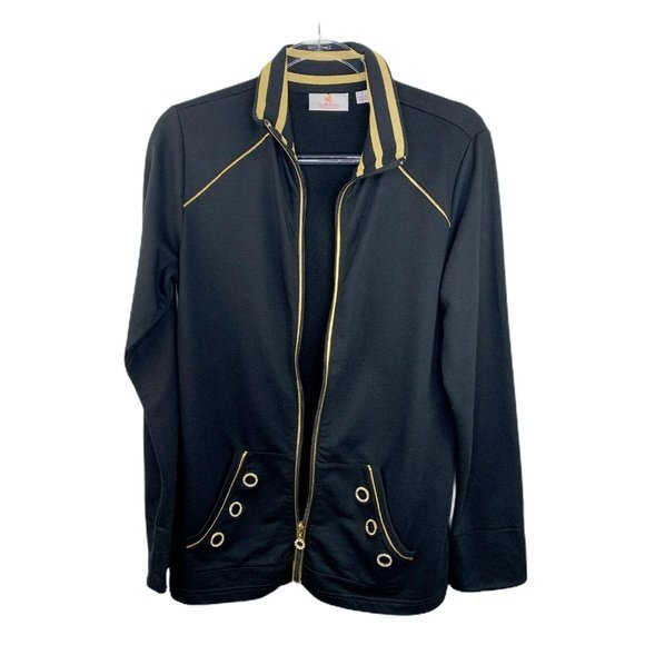 Quaker Factory Black & Gold Jacket Full Zip • S - Picture 4 of 6